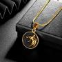 Hipunk Wolf Necklace Round Mens Punk 316L Stainless Steel Animal Wolf Head Pendant 18k Gold/Black Gun Plated Streetwear Jewelry SP0015