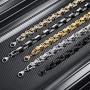INBLUE 8mm Wide 316L Stainless Steel Bracelet Byzantine Link Chain Bracelet for Men Women Boys Water Resistance (5 Colors - Silver Black Gold Silver and Silver and Gold, 4 Lengths - 7.5'' 8'' 8.5'' 9'')