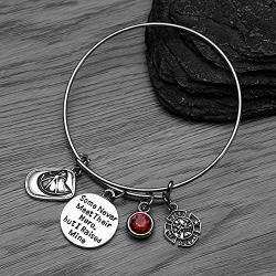 Firefighter Mom Charm Bangle Bracelet, Some Never Meet Their Hero, But I Raised Mine Jewelry, Fire Fighter Charm Bracelet for Women- Fireman Mom Gift