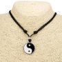 BlueRica Yin Yang Pendant on Adjustable Black Rope Cord Necklace
