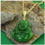 Smiling Laughing Buddha Green Jade Pendant Necklace Rope Chain Genuine Certified Grade A Jadeite Jade Hand Crafted, Jade Neckalce, 14k Gold Filled Buddha necklace, Jade Medallion