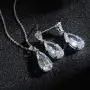 Wedding Jewelry Set for Bridesmaids - Sterling Silver Teardrop CZ Crystal Cubic Zirconia Rhinestone Diamond Bridal Necklace Earrings Set for Bride Mother of Bride Party Prom Birthstone Costume Jewelry Wedding Jewelry Set for Bridesmaids - Sterling Silver Teardrop CZ Crystal Cubic Zirconia Rhinestone Diamond Bridal Necklace Earrings Set for Bride Mother of Bride Party Prom Birthstone Costume Jewelry
