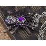 Alilang Synthetic Jet Black Czech Crystal Rhinestones Tarantula Spider Insect Bug Pendant Necklace