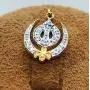 SwaraEcom 14K Yellow Gold Plated Round CZ Sikh Khanda Symbol Religious Pendant India Fashion Jewelry