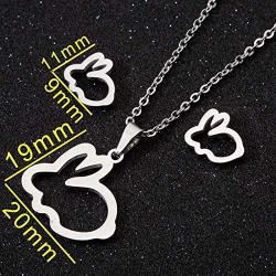 Lovely Hollow Bunny Rabbit Stud Earrings Necklace Sets Jewelry for Women Birthday Gift