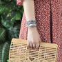 FANCY SHINY Boho Leather Wrap Bracelet Crystal Leaf Cuff Bracelets Bohemian Jewelry with Magnetic Clasp,7.5''