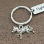 Ribukat Inspirational Gifts Encouragement Awareness Anti-Cancer Gift Cancer Keychain Fight Like A Zebra Keyring