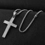 HZMAN Mens Iced Out Cross Cz Inlay Pendant 18k Gold Plated Stainless Steel Hip-Hop Necklace