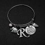 M MOOHAM Initial Charm Bracelet Elephant Llama Pineapple Horse Gifts for Women Girls, Engraved Quote Charm Bracelet Jewelry Gifts