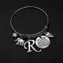 M MOOHAM Initial Charm Bracelet Elephant Llama Pineapple Horse Gifts for Women Girls, Engraved Quote Charm Bracelet Jewelry Gifts