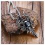 Xusamss Punk Titanium Steel Wing Dragon Crystal Pendant Sword Necklace,24inches Link Chain