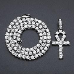 MCSAYS Hip Hop Jewelry Iced Out Bling Full Crystal Cross Pendant Golden Cuban Chain Religious Christian Necklace Fashion Accessories for Men/Women Gifts