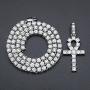 MCSAYS Hip Hop Jewelry Iced Out Bling Full Crystal Cross Pendant Golden Cuban Chain Religious Christian Necklace Fashion Accessories for Men/Women Gifts