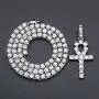 MCSAYS Hip Hop Jewelry Iced Out Bling Full Crystal Cross Pendant Golden Cuban Chain Religious Christian Necklace Fashion Accessories for Men/Women Gifts