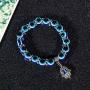 Picano 2 Pcs Turkish Evil Eye Pendant Necklace Evil Eyes Bracelet Hamsa Hand of Fatima Bracelet Lucky Protection Jewelry Set
