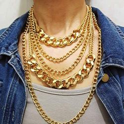 CIBIRICH Chunky Necklaces for women Punk Chain Gold Statement Collar Necklace