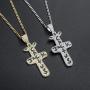 LKV Cactus Jack Cross Pendant Gold Plated Brass Necklace Iced Out Cubic Zircon Hip Hop Jewelry