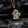 Mens Necklace Iced Out Micro Paved CZ 18K Gold Plated Dragon Pendant Necklace with Stainless Cuban Link Chain Hip Hop Jewelry