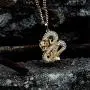 Mens Necklace Iced Out Micro Paved CZ 18K Gold Plated Dragon Pendant Necklace with Stainless Cuban Link Chain Hip Hop Jewelry
