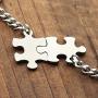 JOVIVI Free Engraving - Personalized Custom Stainless Steel Puzzle Couple Necklace/Keychain Jewelry Set - Valentines Day Best Friend Lover Gift