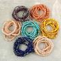 Bohemian Multi-Layer Beaded Stacking Statement Bracelets - Versatile Stretch Strand Sparkly Crystal Beads Wrap Slip-on Cuff Bangle Set