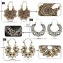 DAMLENG 6 Pairs Boho Vintage Mandala Flower Gypsy Drop Dangle Earrings for Women Girls Statement Retro Tribal National Style Hollow Earrings Set