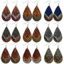 16 Pairs Leather Earrings for Women Girls Teardrop Leaf Flower Leopard Print Petal Drop Earrings Antique Lightweight Leather Earring Set