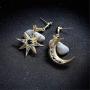 HMOOY Moon and Star Earrings, Bohemian Asymmetrical Sun Moon Star Dangle Earrings Fashion Long Drop Dangle Stud Earrings Punk Jewelry for Women Girls