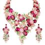 EVER FAITH Crystal Rhinestone White Simulated Pearl Gorgeous Spring Flower Leaf Plant Jewelry Set