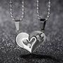 GAGAFEEL His Her Couple Necklace Stainless Steel Pendant Heart Cz Puzzle Matching Set I Love You Gift Box