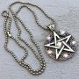 Wicca Jewelry Celtic Pentagram Pentacle Star AB Crystal Gem Wiccan Pagan Witch Magic Healing Protection Amulet Pewter Mens Womens Pendant Necklace Charm for Men Women Silver Ball Chain