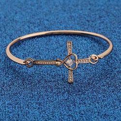 WUSUANED Goddaughter Gift Infinity Love Heart Cross Bracelet Christian Jewelry First Communion Gift