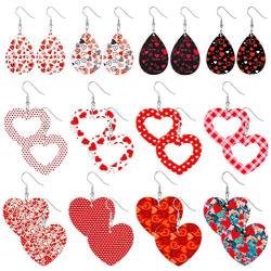 9-20 Pairs Acrylic Earrings for Women Girls Party, MTSCE Heart-Shaped Print Lightweight Teardrop Dangle Earrings Set, Fashion Jewelry Valentine Day Gift