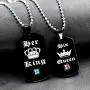 Uloveido Black Stainless Steel King Queen Necklaces Set, Dog Tag Amy Pendant Necklace for Couples Uloveido Black Stainless Steel King Queen Necklaces Set, Dog Tag Amy Pendant Necklace for Couples