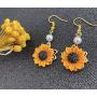 BELUCKIN Fashion Sunflower Leaf Pendant Necklace for Women Yellow Enamel Daisy Sun Flower Necklace Dangle Earrings Jewelry Set Gift