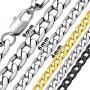 Bandmax 316L Stainless Steel Heavy Men Curb Cuban Link Necklace Jewelry 4mm/6mm/9mm Boys Male Long Punk Biker Flat Miami Chain Necklace 14'' 18'' 20'' 22'' 24'' 26'' 28'' 30'',18K Gold/Black(Brand Box)