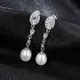 KEETEEN Sterling Silver Pearl Earrings 8mm Dangle Teardrop Earrings Bridal Betrothal Jewels KEETEEN Sterling Silver Pearl Earrings 8mm Dangle Teardrop Earrings Bridal Betrothal Jewels