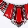 YAZILIND Vintage Ethnic Tibetan Silver Irregular Rhinestone Bib Collar Earrings Necklace Jewelry Set