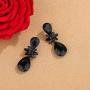 mecresh Vintage Floral Teardrop Butterfly Wing Black Austrian Crystal Drop Dangle Earrings for Women Bride Gift