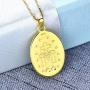 YL Virgin Mary Necklace Solid 925 Sterling Sliver Engraved Pendant Oval Medal Medallion Antiqued Jewelry