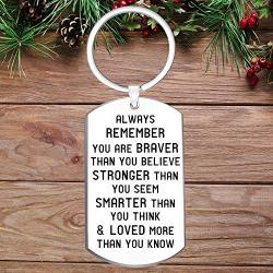 Jewelry Gift for Men Women- Always Remember You are Braver Than You Believe Inspirational Keychain