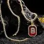HH Bling Empire Hip Hop Iced Out Gold Ruby Letter Pendant Chains for Men Women with Diamond Tennis in Initials A to Z HH Bling Empire Hip Hop Iced Out Gold Ruby Letter Pendant Chains for Men Women with Diamond Tennis in Initials A to Z