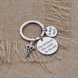 BAUNA X-Ray Tech Keychain Radiology Technologist Gift She Believe She Could So She Did Inspiration X-Ray Technician Graduate Gifts