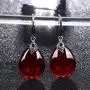 EVER FAITH 925 Sterling Silver Red Corundum Crystal Bridal Retro Leaf Teardrop Hook Dangle Earrings EVER FAITH 925 Sterling Silver Red Corundum Crystal Bridal Retro Leaf Teardrop Hook Dangle Earrings