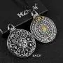 HZMAN Vintage Tibetan I Ching Spiritual Divination Om Stainless Steel Pendant Necklace Religion Jewelry