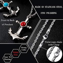 ZiWuark Mens Anchor Necklace Pendant Stainless Steel Turquoise Necklaces Nautical Anchor Pendant Jewelry For Men Women Boyfriend With 24 Inches Chain