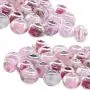 RUBYCA Mix Pink Murano Lampwork Glass Bead Rondelle European Charm Bracelet Silver Color 30pcs