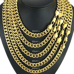 Fashion kimi2 N347a- Vacuum Coating 18k Gold Filled 11mm Classic Necklace Jewelry for Mens