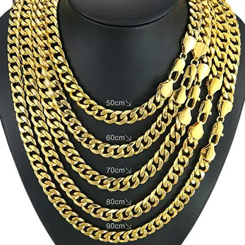 Fashion kimi2 N347a- Vacuum Coating 18k Gold Filled 11mm Classic Necklace Jewelry for Mens