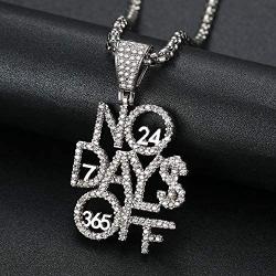 LC8 Jewelry Hip Hop Iced Out No Day OFF Pendant Chain Fashion Creative Necklace for Men Women